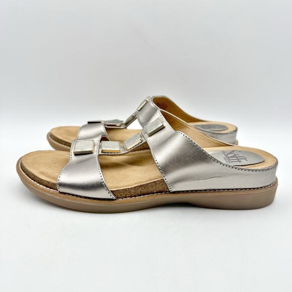 Sofft Womens Blaire Wedge Sandal US 7.5 M Taupe Silver Metallic Leather NWOB - Picture 7 of 11
